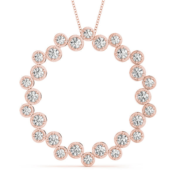 14K Rose Gold Diamond Circle Pendant