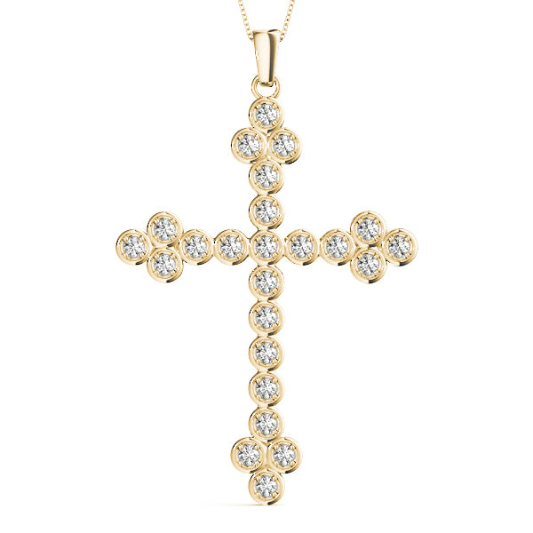 14K Yellow Gold Diamond Cross Pendant Jewelry