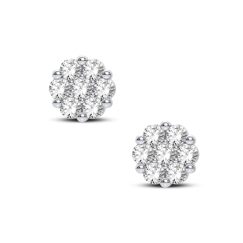 Brilliant 14k White Gold Lab Diamond Flower Earrings