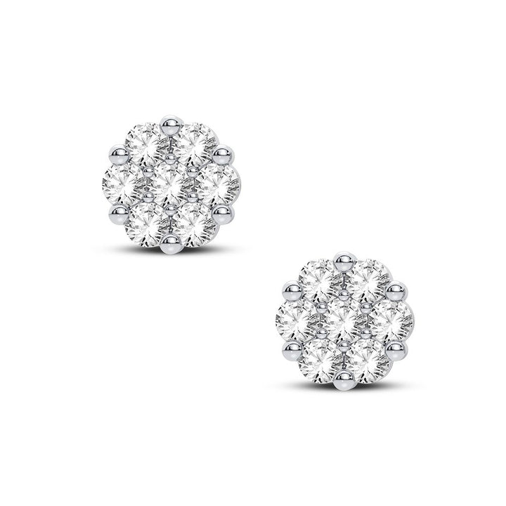 Brilliant 14k White Gold Lab Diamond Flower Earrings
