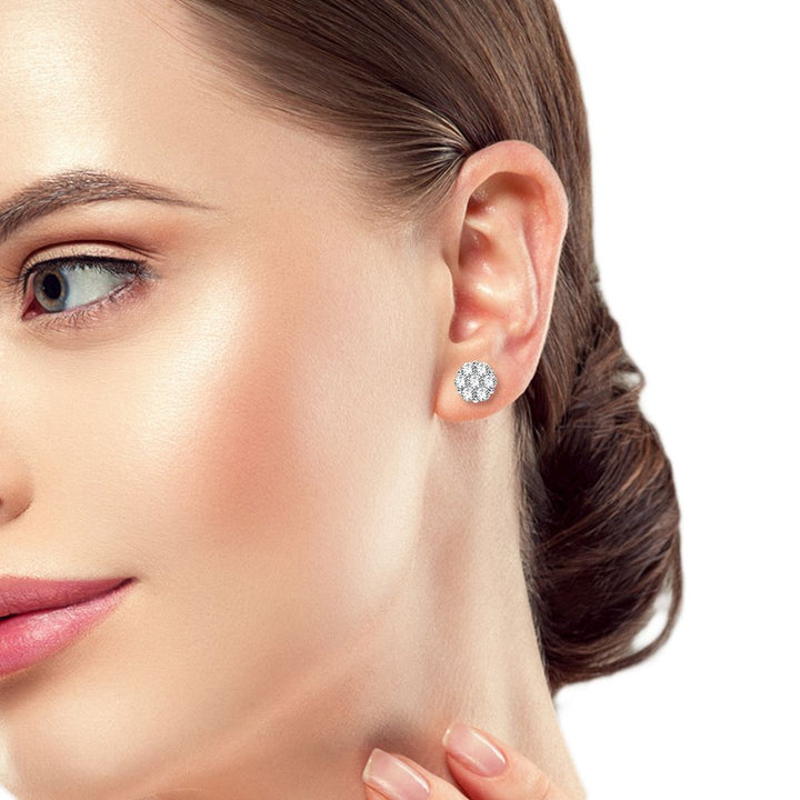 Brilliant 14k White Gold Lab Diamond Flower Earrings