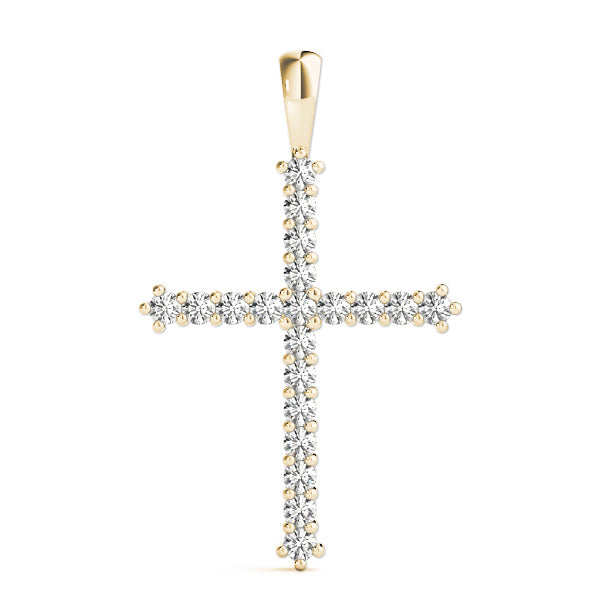 Diamond Religious Cross Pendant - 14K Yellow Gold