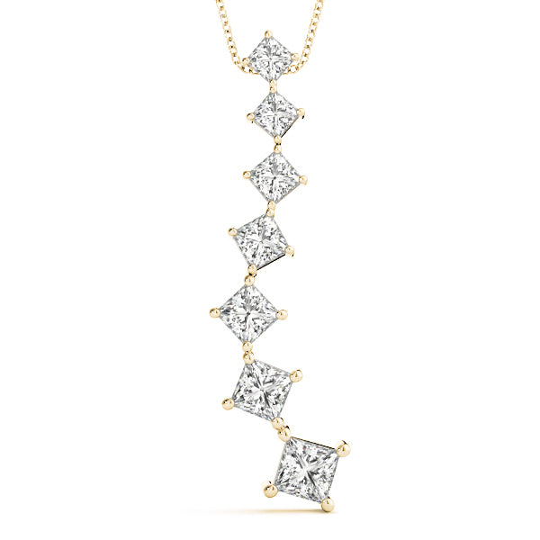 14K Yellow Gold Square Diamond Journey Pendant