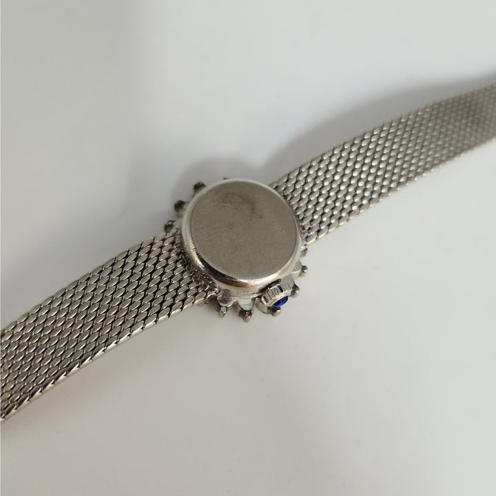 Vintage 18k White Gold Rolex Precision Diamond Halo SS Bracelet ( Not Working)