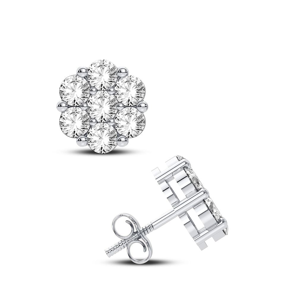 Sparkling 10k White Gold 0.91CT Diamond Womens Earrings