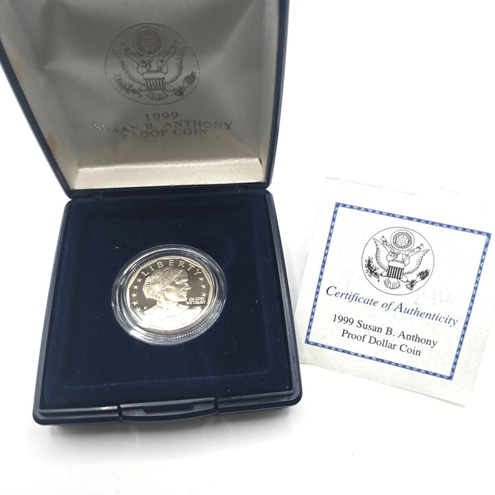 1999-P Susan B. Anthony Proof Dollar Coin – Original US Mint Box & COA