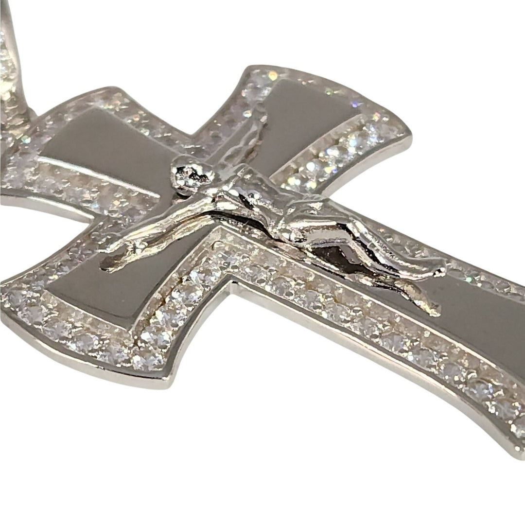 925 Sterling Silver  CZ Crucifix Cross Pendant
