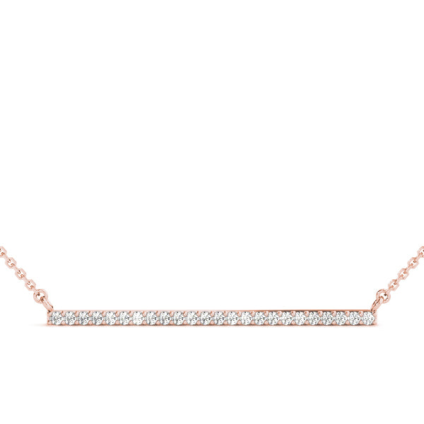 14K Rose Gold Diamond Bar Pendant
