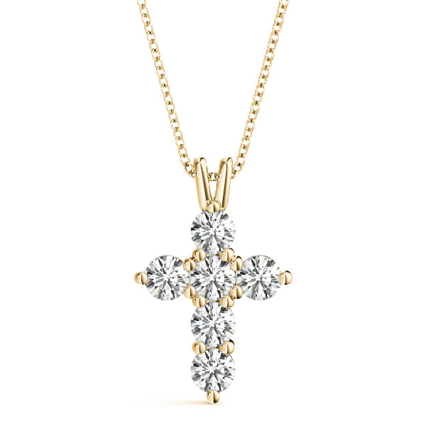14K Yellow Gold Diamond Cross Pendant