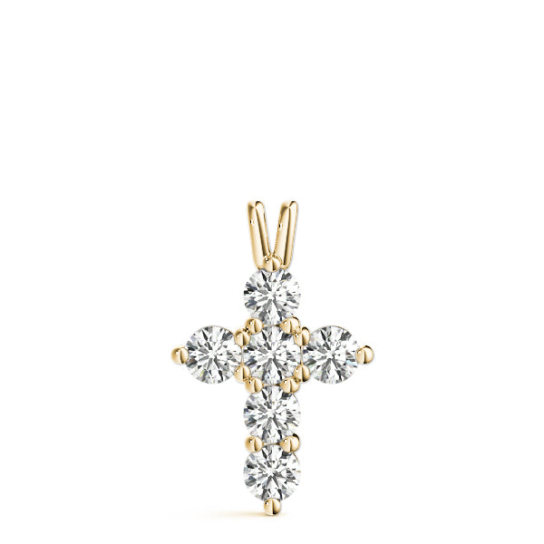 14K Yellow Gold Round Diamond Fashion Pendant