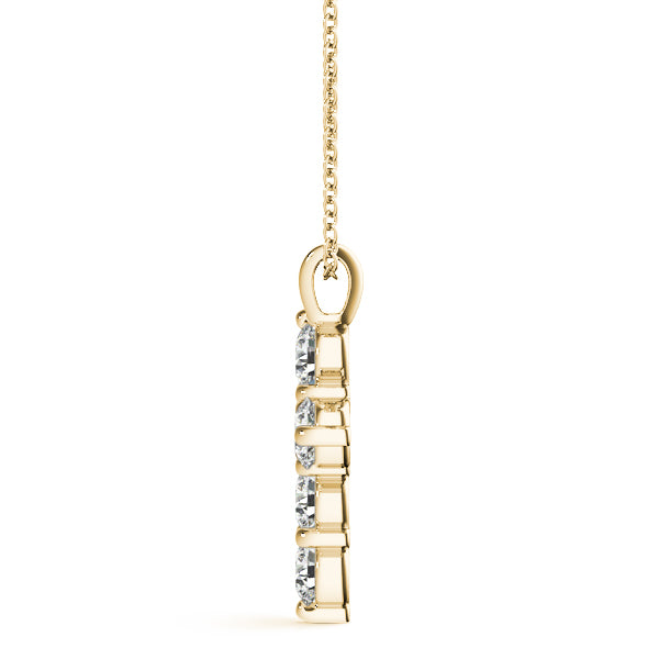 14K Yellow Gold Round Diamond Fashion Pendant