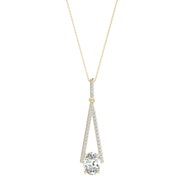 14K Yellow Gold Oval Diamond Halo Pendant