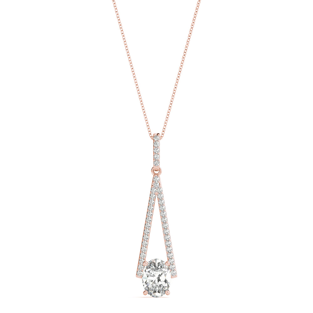 14K Rose Gold Diamond Oval Pendant