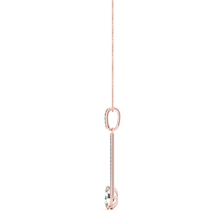 14K Rose Gold Oval Diamond Halo Pendant
