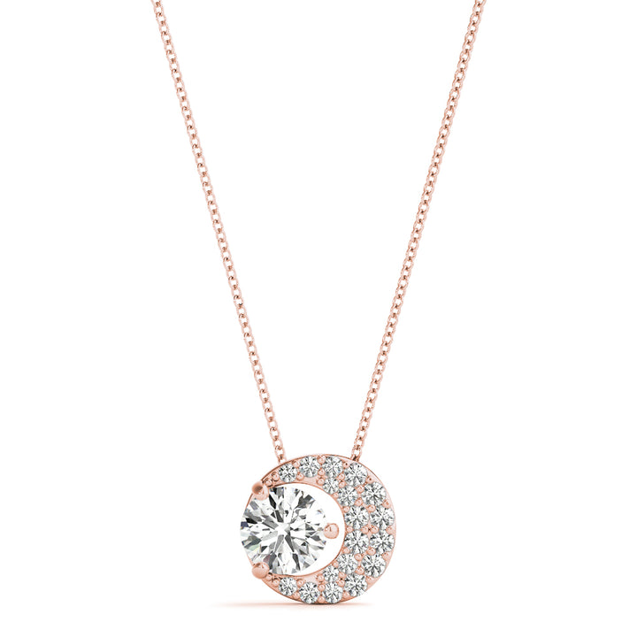 Rose Gold Round Diamond Cluster Pendant