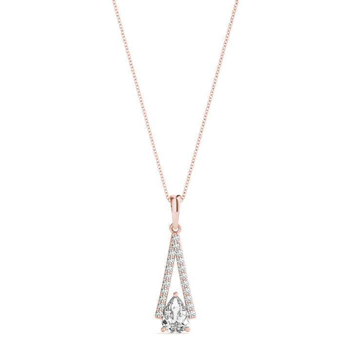 Rose Gold Lab Diamond Pear Pendant Necklace