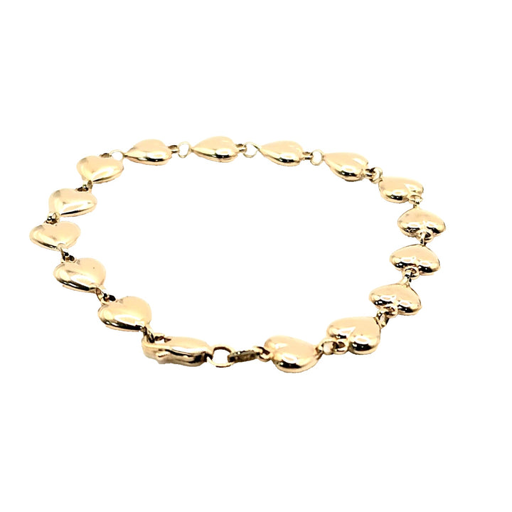 14k Yellow Gold Fashion Heart Bracelet 7.5"