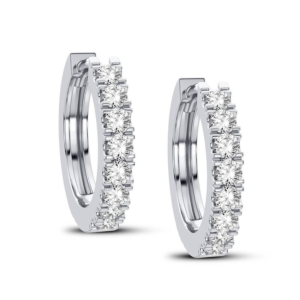 Sparkling 14k White Gold Diamond Hoop Earrings for Women