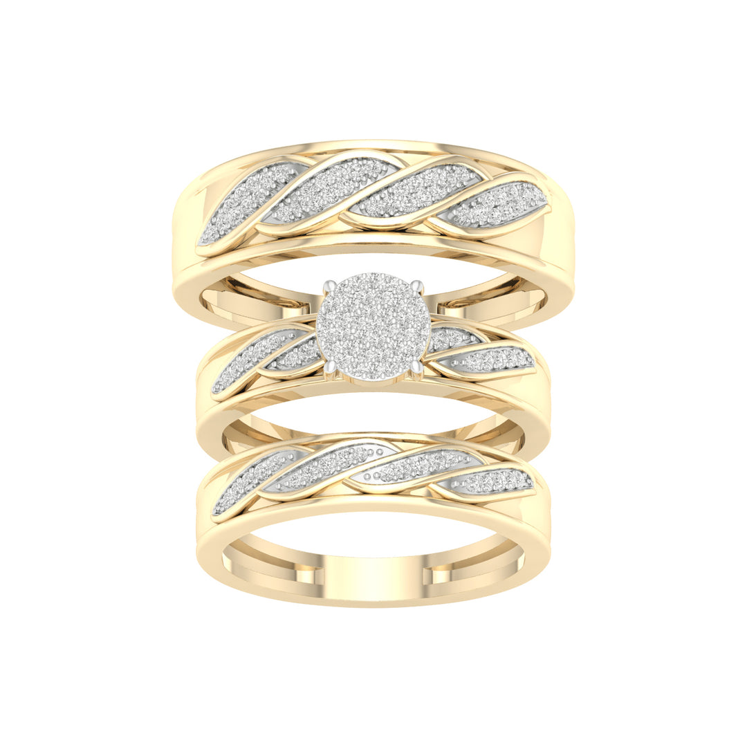 10k Yellow Gold 0.33CT Lab Diamond Trio Wedding Ring Set