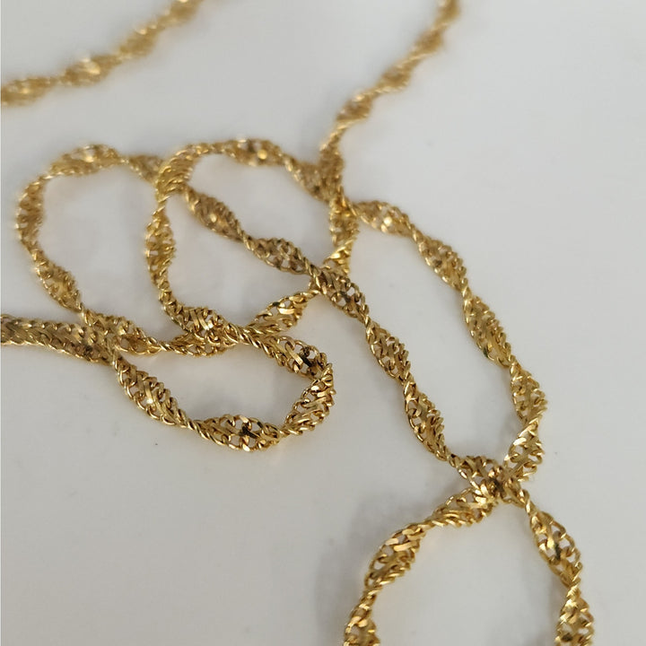 14k Yellow Gold Diamond-Cut Rope Chain Necklace Twisted Textured Design 18"