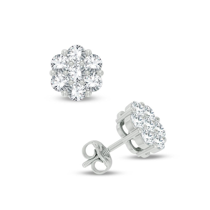 Sparkling 1.50CT Lab Diamond Flower Earrings in White Gold