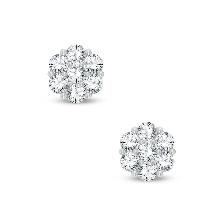 Sparkling 1.50CT Lab Diamond Flower Earrings in White Gold