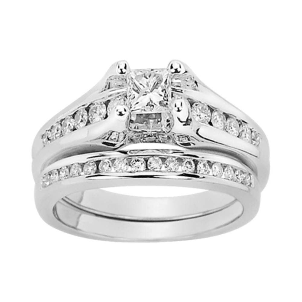 Brilliant 14K White Gold Lab Diamond Bridal Ring Set 0.91Ct