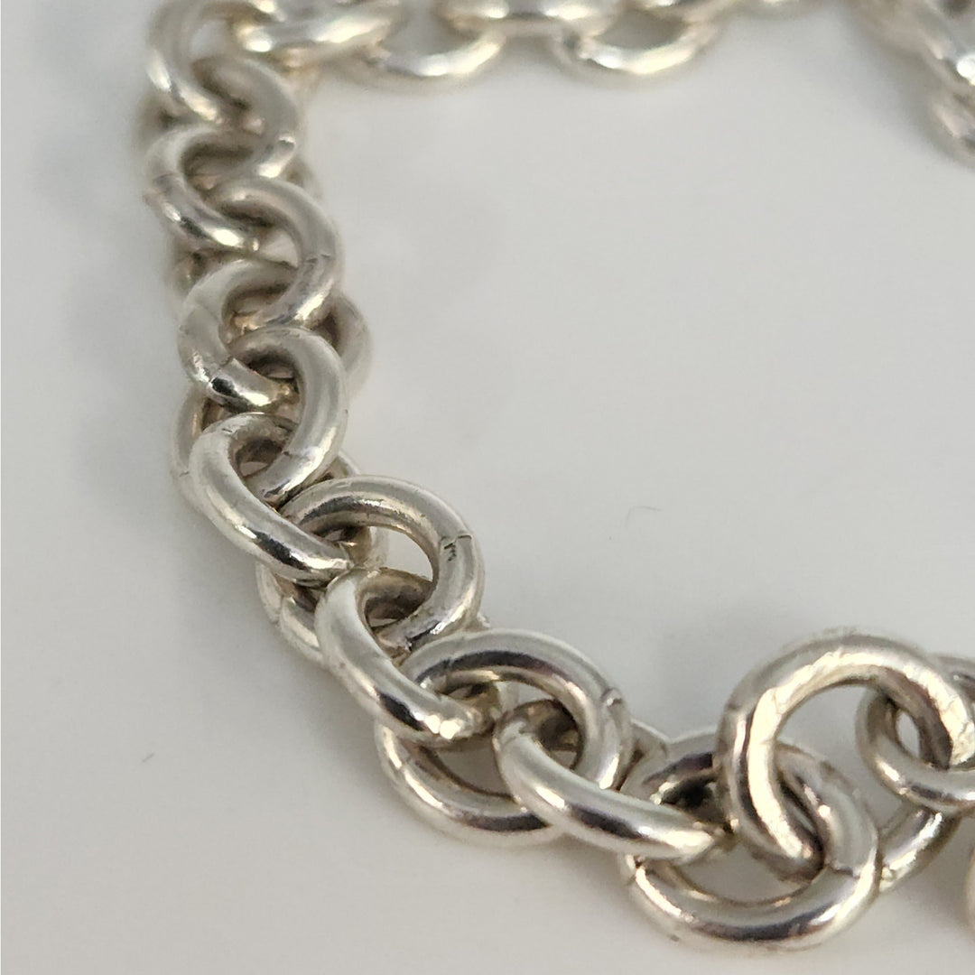 Solid 925 Sterling Silver Round Link Bracelet 8" Heavy Chain With Box Clasp