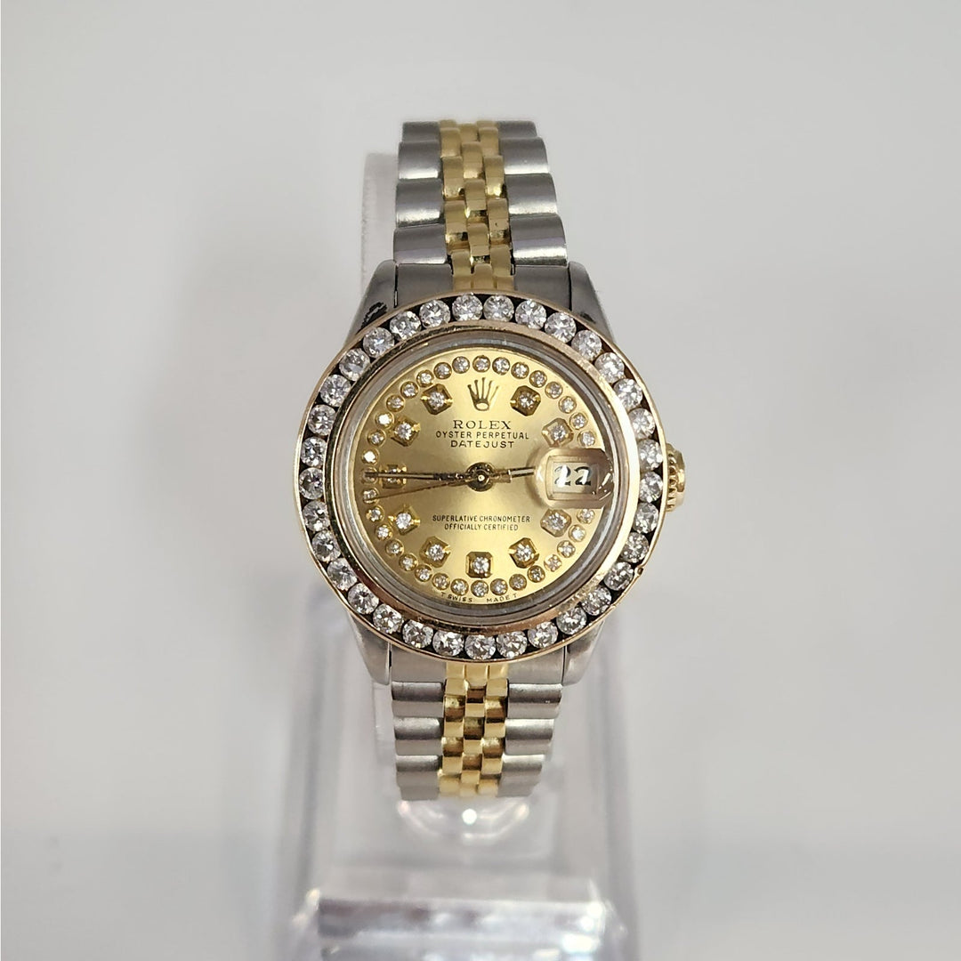 Rolex Lady Datejust 26mm Ref 69173 Two-Tone 18 k Gold Steel Diamond Dial & Bezel
