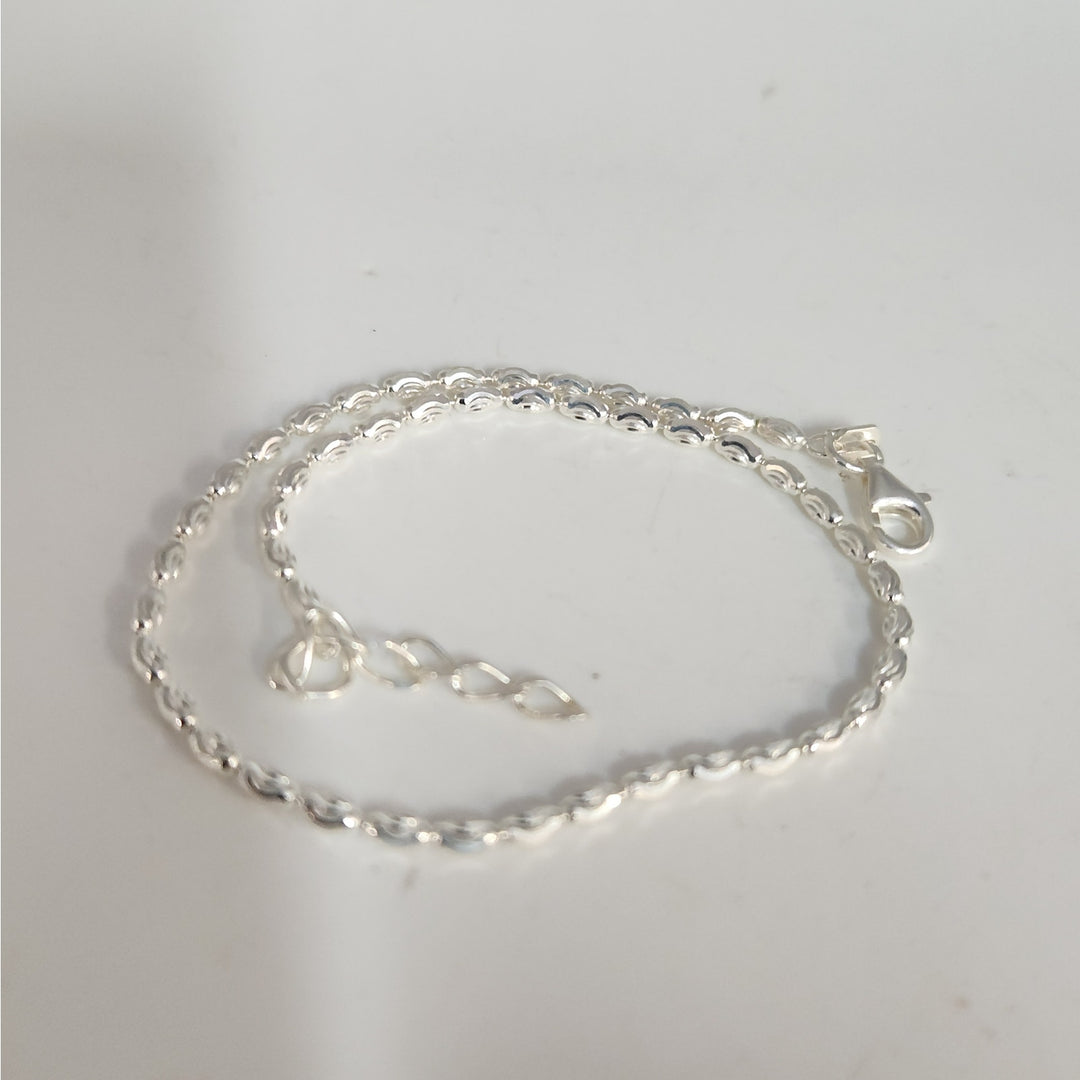 Fancy 925 Sterling Silver wave Pattern Anklet 10"