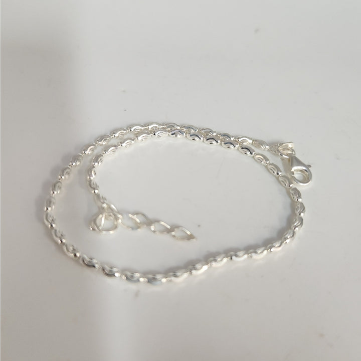 Fancy 925 Sterling Silver wave Pattern Anklet 10"