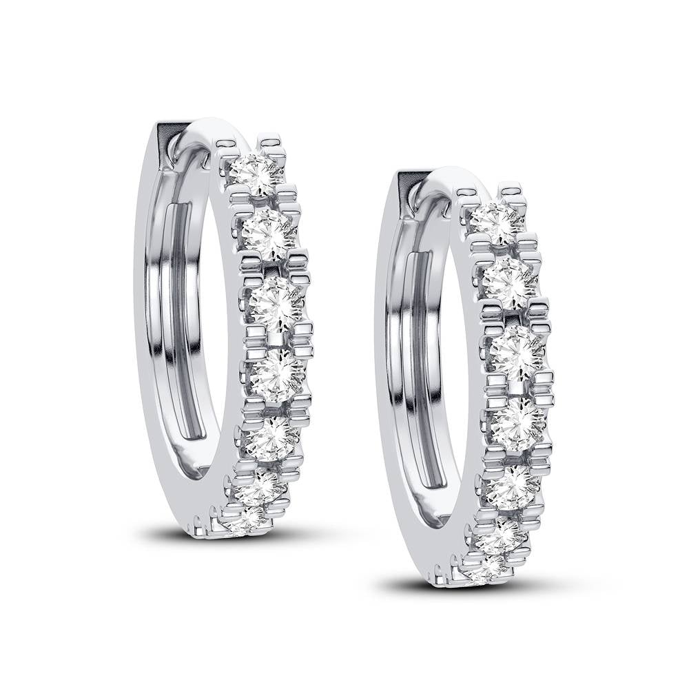 Chic 10k White Gold 0.25CT Diamond Hoop Earrings