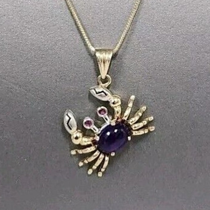 10k Cool Yellow - White Gold Colored Crab Pendant & Necklace 18"