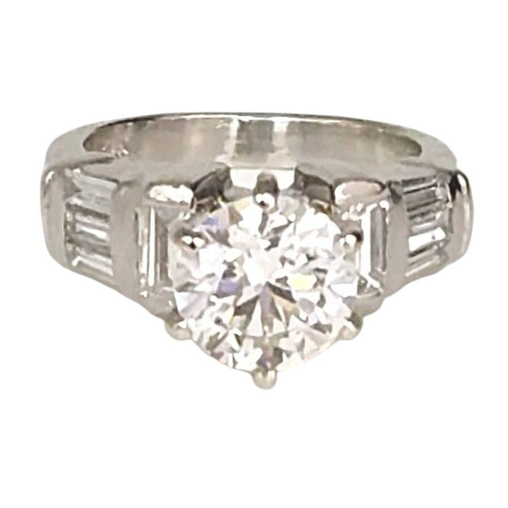 Platinum Lab Grown Round Diamond Solitaire Ring IGI Brilliant 2.01 Carat Vs2