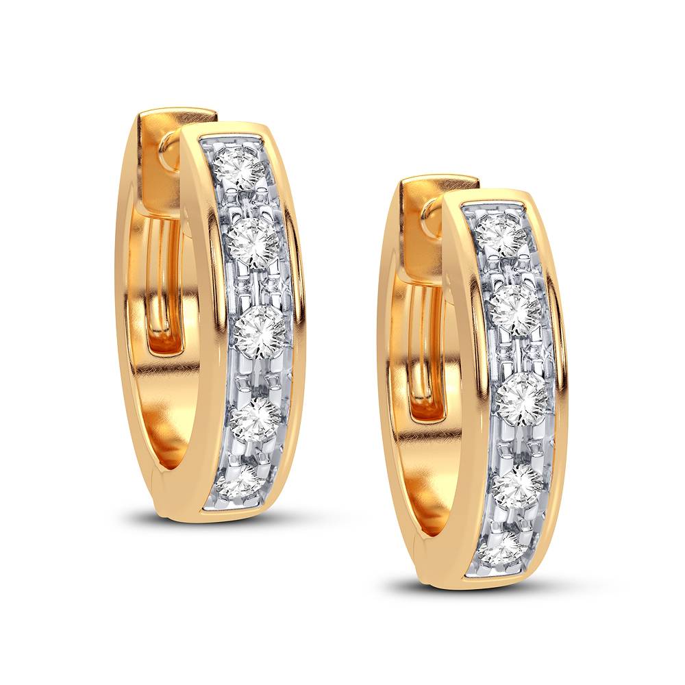 10K Yellow Gold Lab Diamond Hoop Earrings for Women