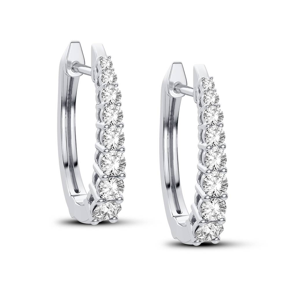 Sparkling 14K White Gold Diamond Hoop Earrings for Women