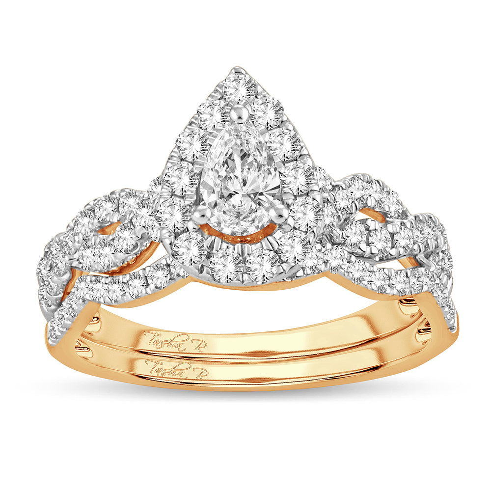 14K Yellow Gold Lab Diamond Bridal Ring - 1.40CT Brilliance