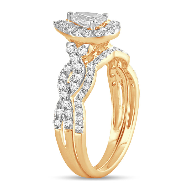 14K Yellow Gold Lab Diamond Bridal Ring - 1.40CT Brilliance