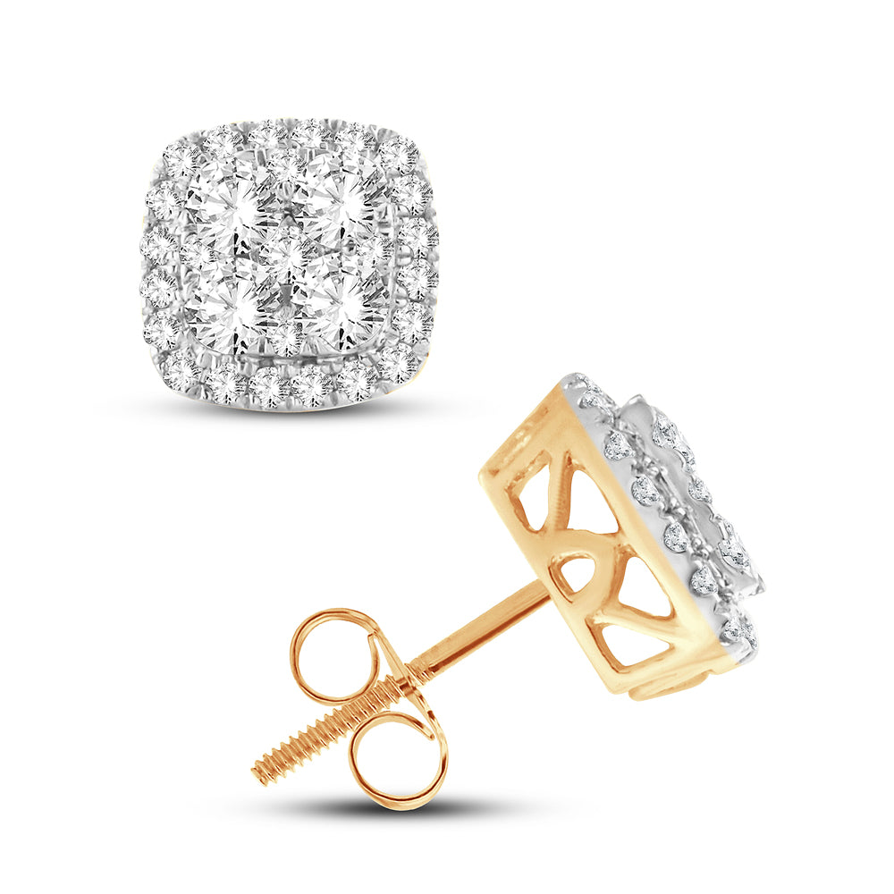 14k Yellow Gold Lab Diamond Stud Earrings - Chic Sparkle