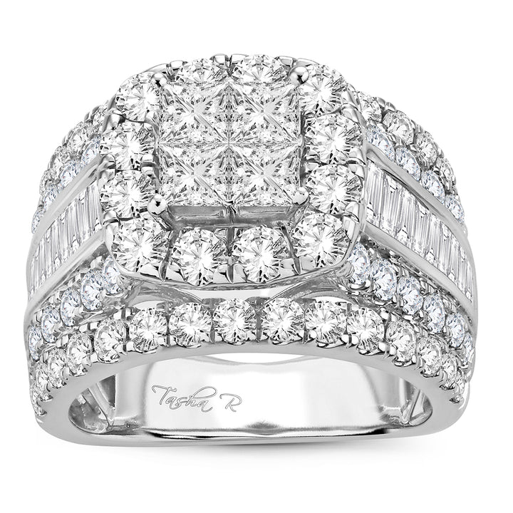 Brilliant 14k White Gold 4CT Lab Diamond Bridal Ring