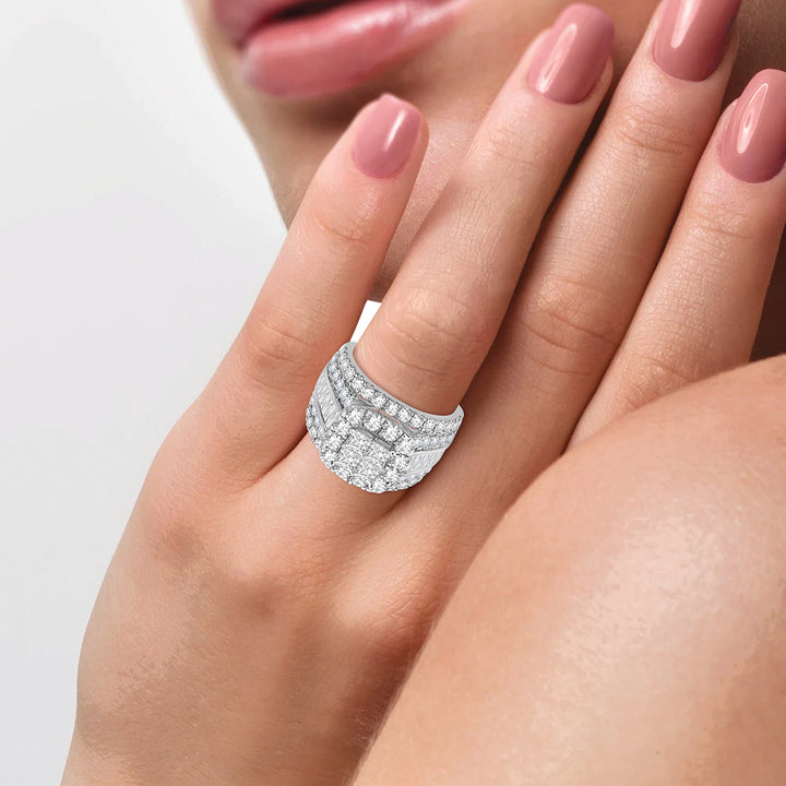 Brilliant 14k White Gold 4CT Lab Diamond Bridal Ring
