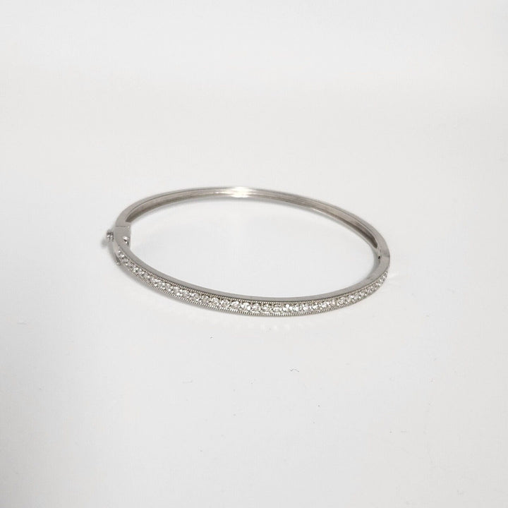 Elegant 14k White Gold Diamonds Bangle Bracelet