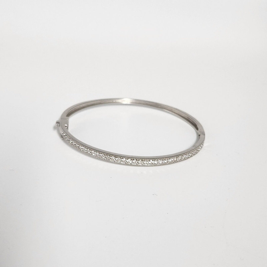 Elegant 14k White Gold Diamonds Bangle Bracelet