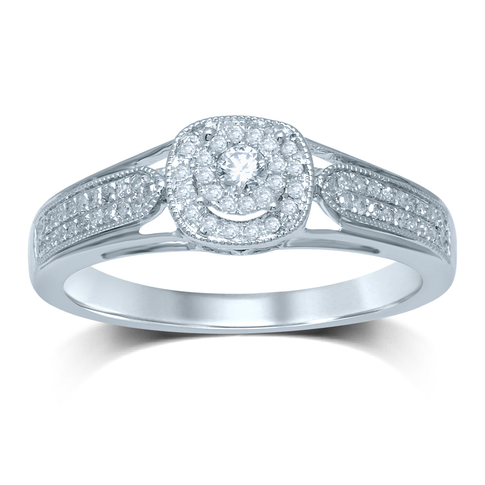 Classic 14K White Gold 0.27CT Diamond Womens Ring
