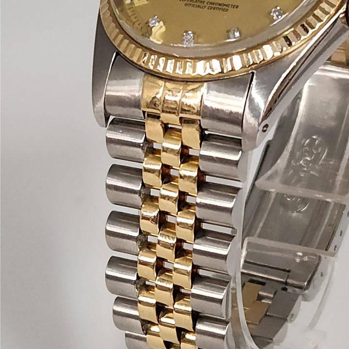 Rolex Datejust 36MM Two Tone 18k Yellow Gold & SS Bracelet Diamond Dial Watch