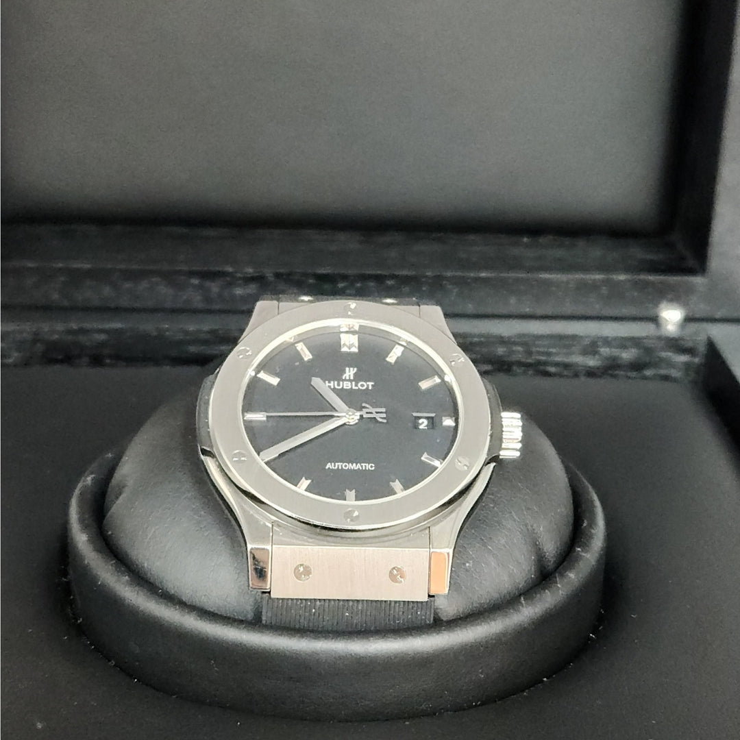 Hublot Classic Fusion 42MM Automatic Black Dial Titanium Watch w/ Box