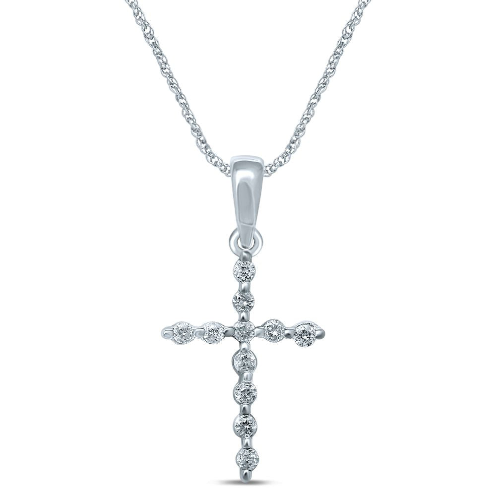 10k White Gold Lab Diamond Religious Pendant for Women