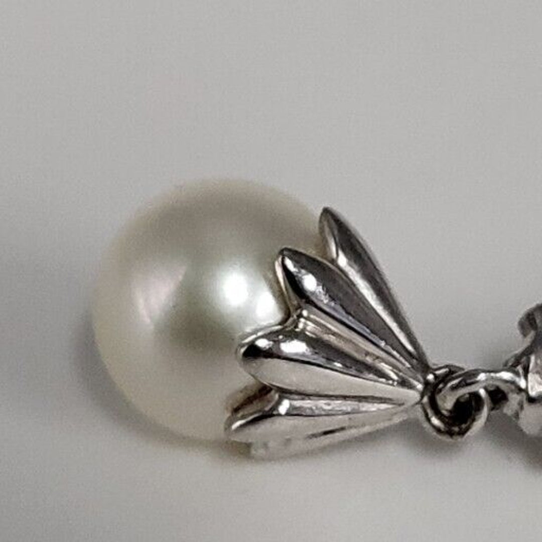 Beautiful Sterling Silver 925 Natural Pearl Pendant Necklace 18"