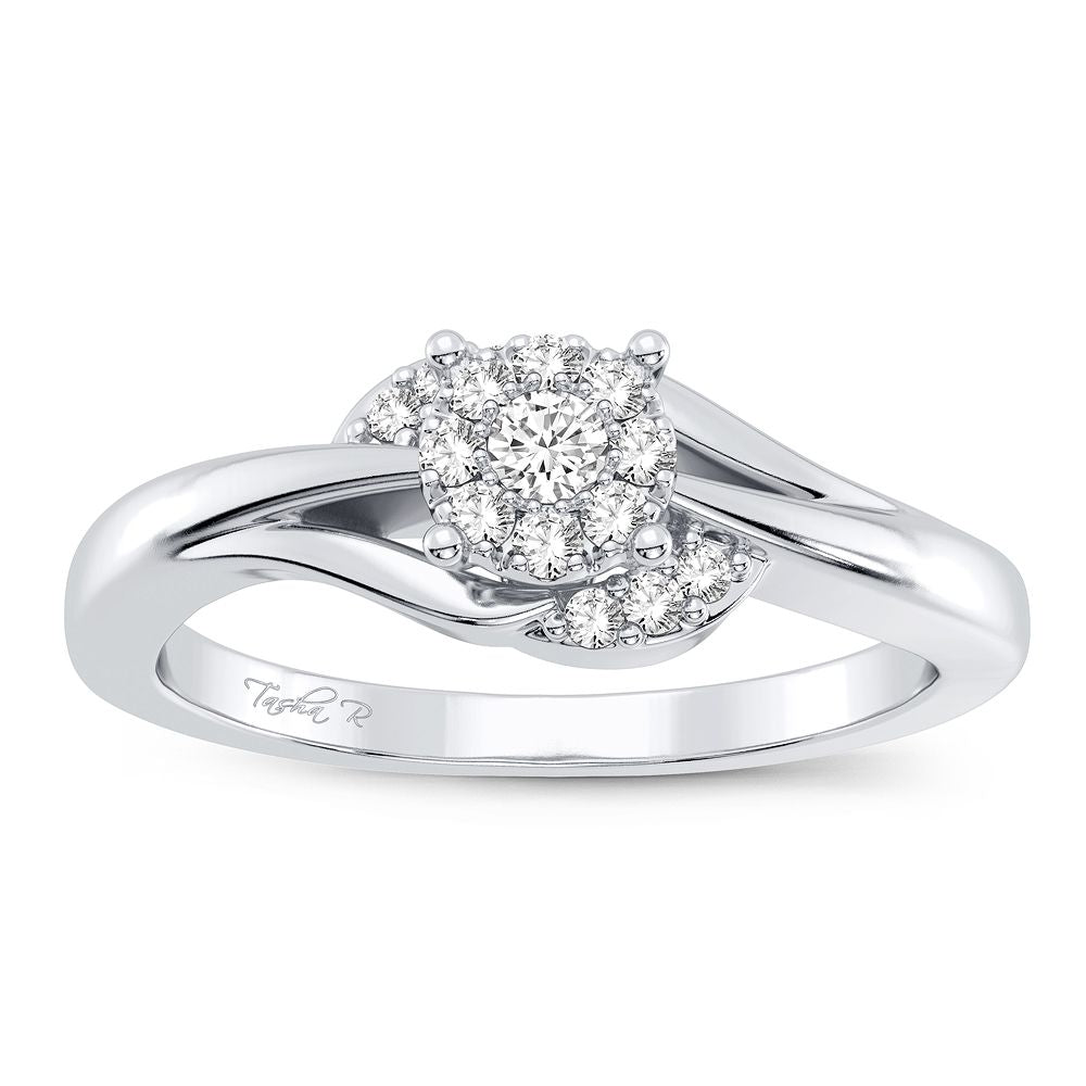 Delicate 14k White Gold 0.11CT Diamond Promise Ring for Her