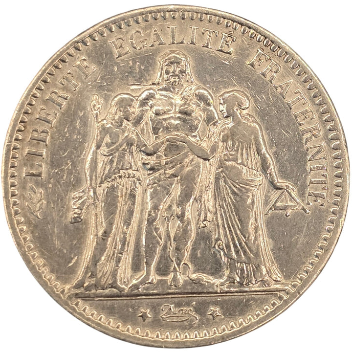 1875-A France 5 Francs Hercules .900 Silver Third Republic Paris Mint